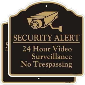 COPY - 2Pack 24 Hour Video Surveillance Sign No Trespassing Waring Sign